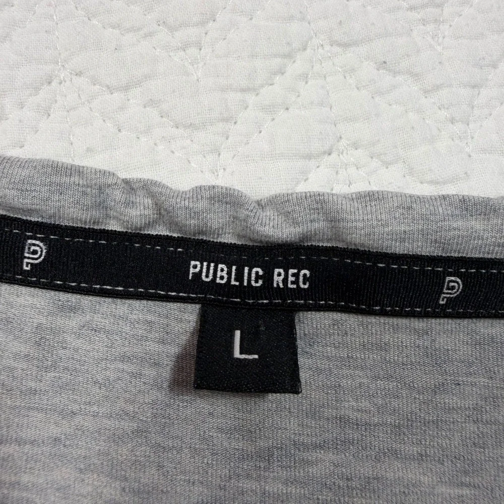 Public Rec Mens Long Sleeve Tee Large Pima Cotton Lyocell Heather Grey EUC